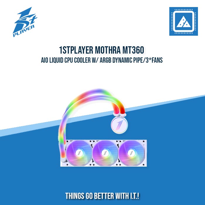 1STPLAYER MOTHRA MT360 AIO LIQUID CPU COOLER W/ ARGB DYNAMIC PIPE/3*FANS (WHITE) 1STPLAYER MOTHRA MT360 AIO LIQUID CPU COOLER W/ ARGB DYNAMIC PIPE/3*FANS (WHITE)